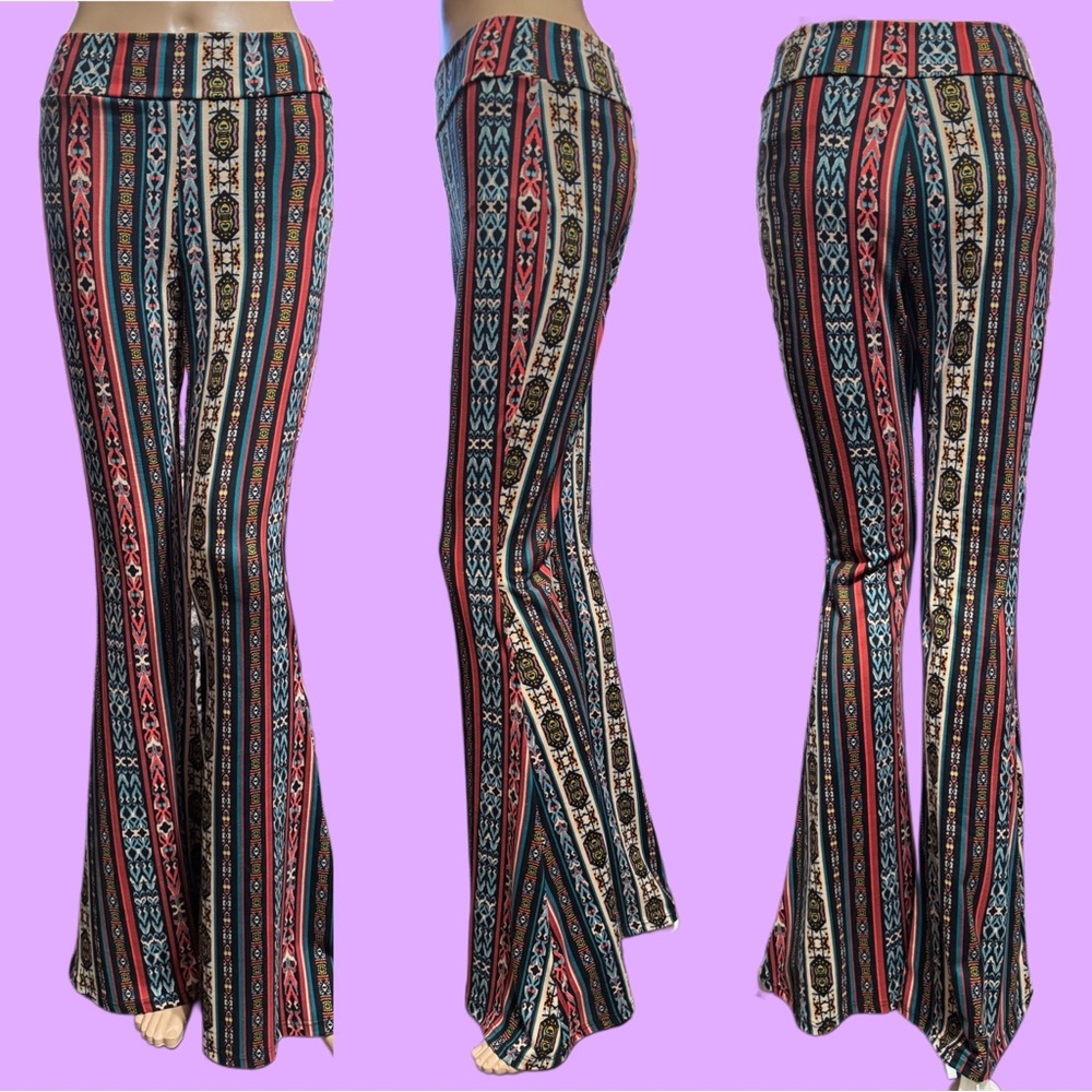 “NEW” 
Stretch Bell Bottom Pants, Wide Waist,
BoHo style, Flare leg, Yoga pants